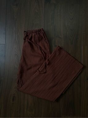 Euro Summer Elastic Waist Brown Casual Pants